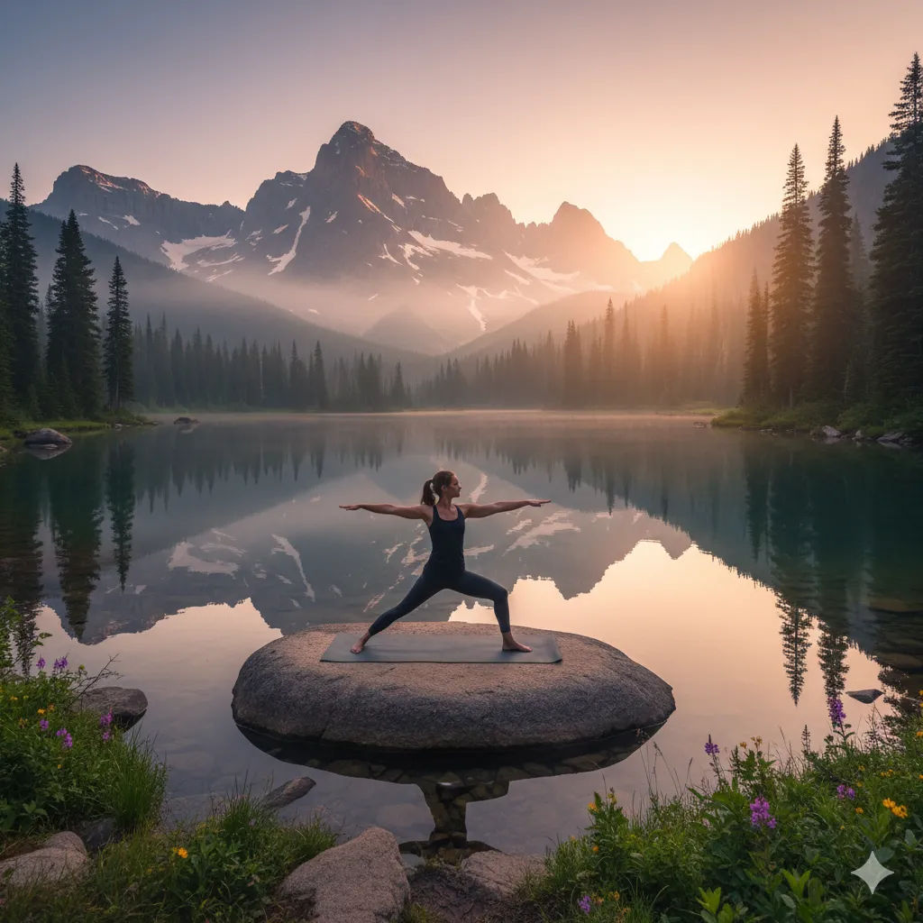 Minimal graphic of a plate and balanced portions on a table